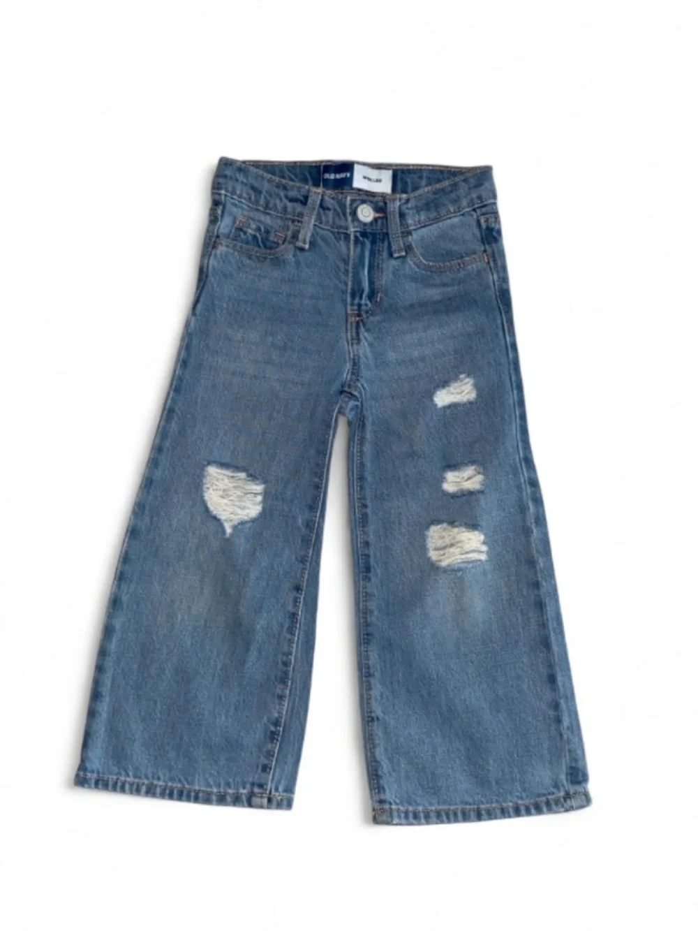 Old Navy Girls Distressed Wide-Leg Jeans - Blue
